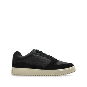 Emporio Armani Men's Sneakers In Jacquard Fabric With Logo Lettering And Suede
